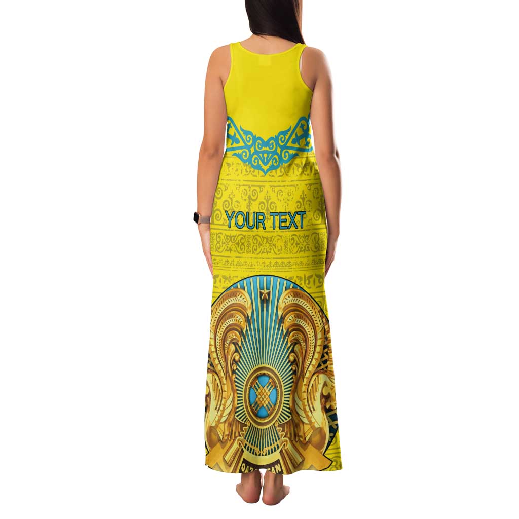 Personalized Kazakhstan Emblem Tank Maxi Dress Kazakh Pattern