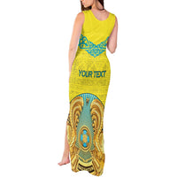 Personalized Kazakhstan Emblem Tank Maxi Dress Kazakh Pattern