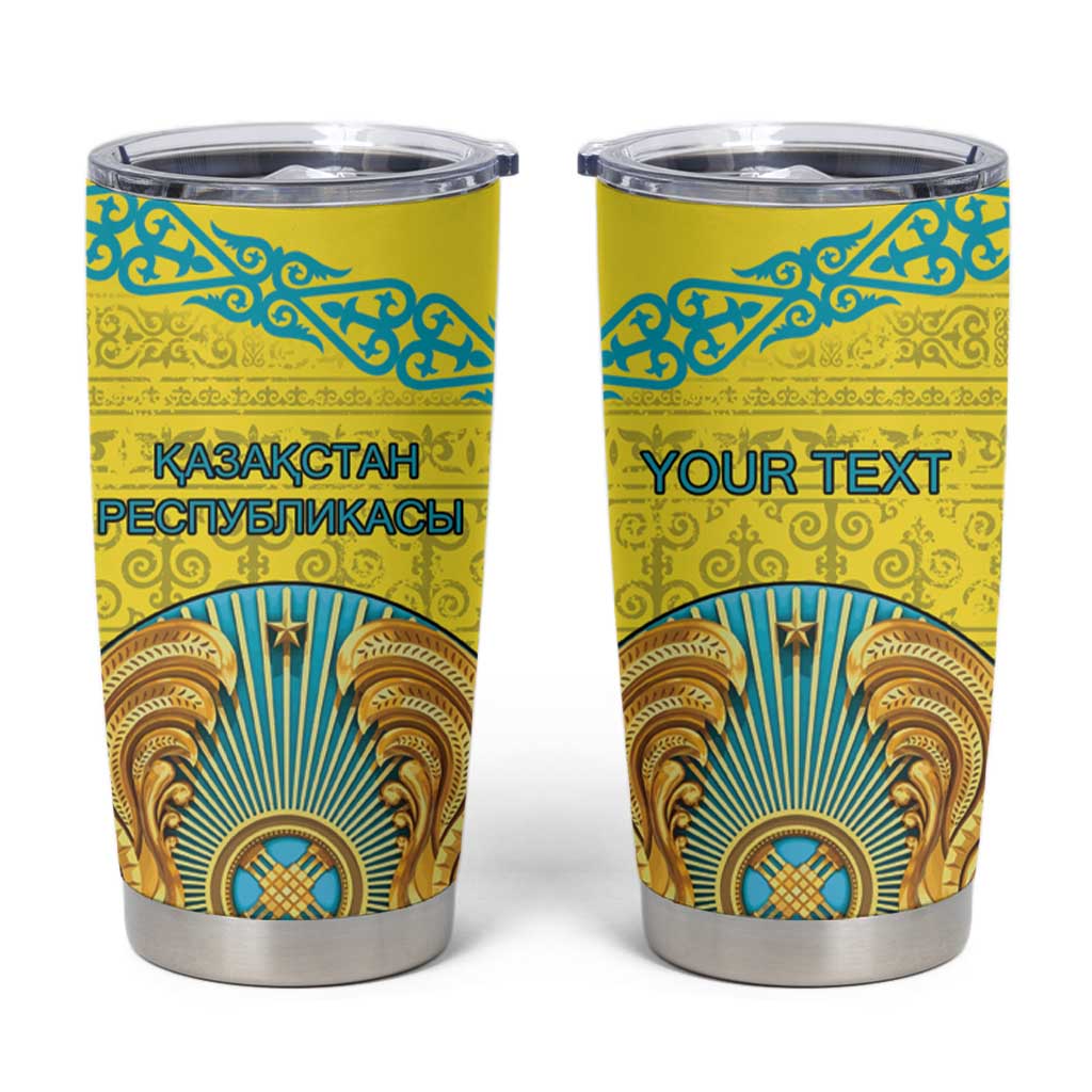 Personalized Kazakhstan Emblem Tumbler Cup Kazakh Pattern