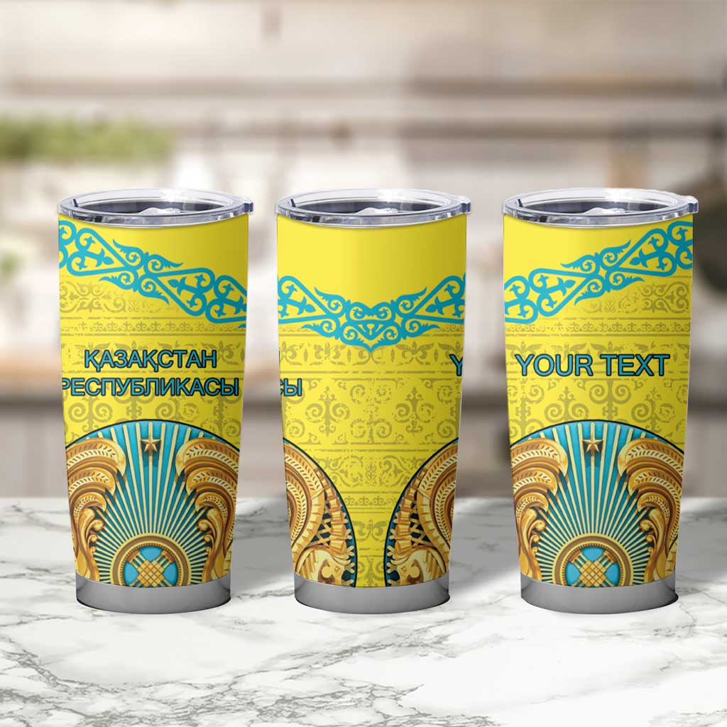 Personalized Kazakhstan Emblem Tumbler Cup Kazakh Pattern