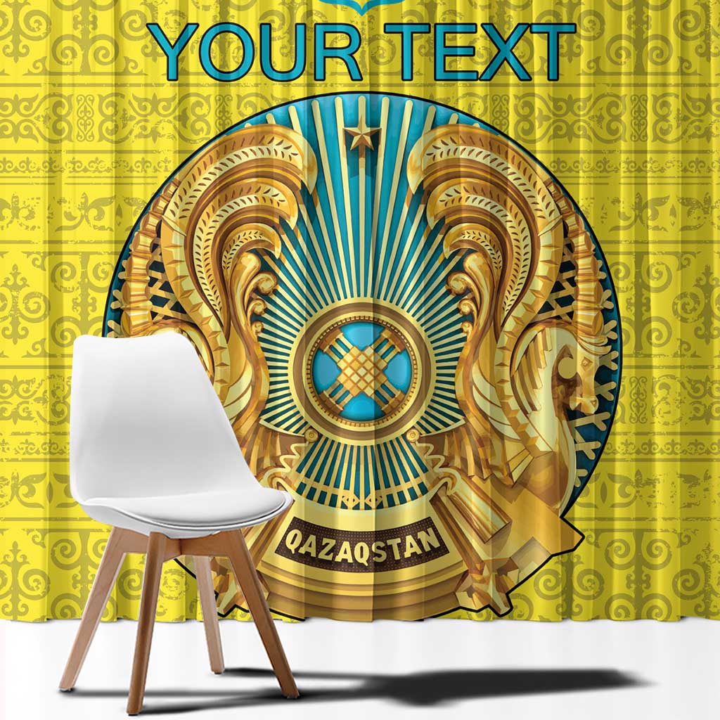 Personalized Kazakhstan Emblem Window Curtain Kazakh Pattern