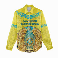 Personalized Kazakhstan Emblem Women Casual Shirt Kazakh Pattern