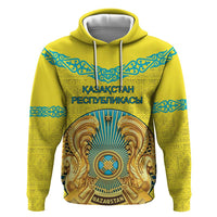 Personalized Kazakhstan Emblem Zip Hoodie Kazakh Pattern