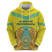 Personalized Kazakhstan Emblem Zip Hoodie Kazakh Pattern