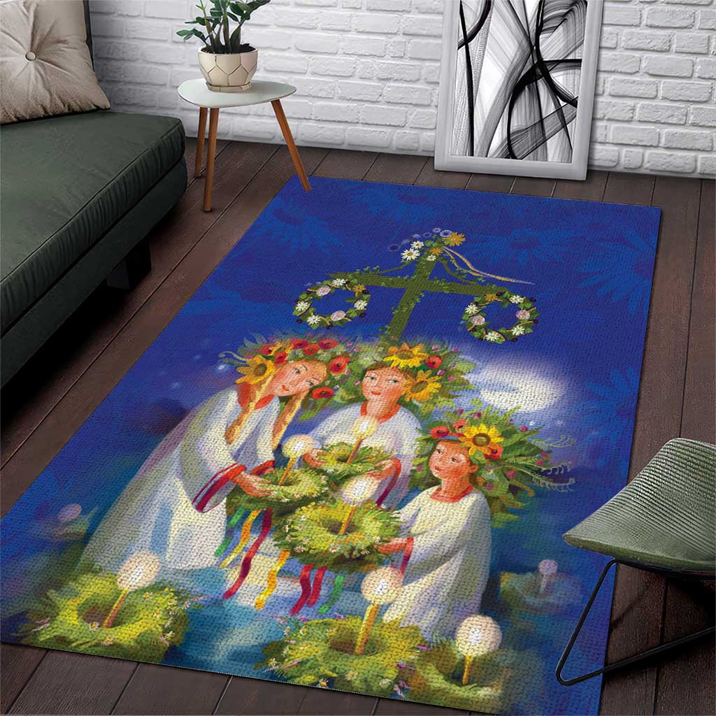 Swedish Glad Midsommar Area Rug Hade du en bra Midsommar