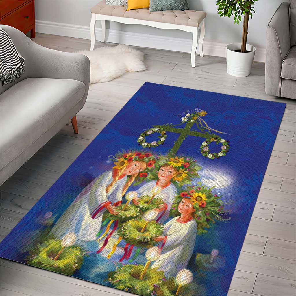 Swedish Glad Midsommar Area Rug Hade du en bra Midsommar