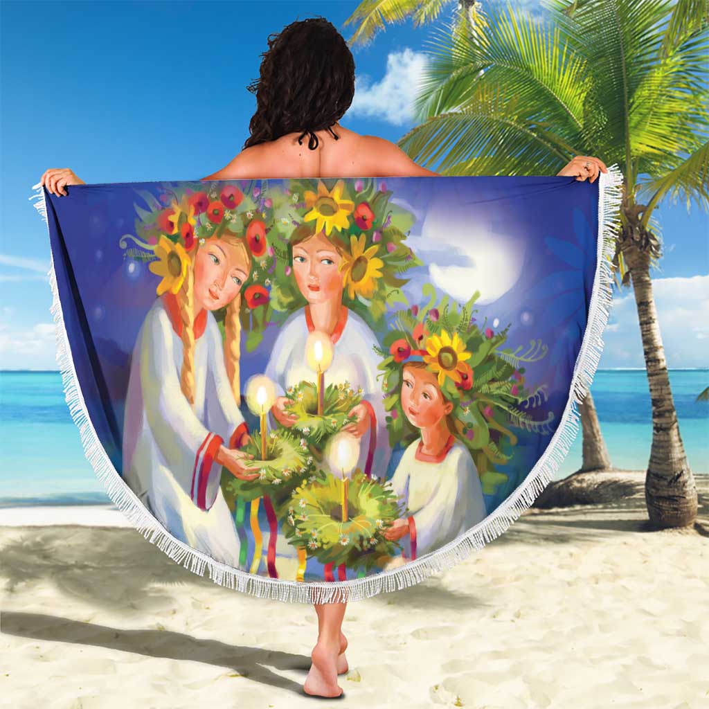Swedish Glad Midsommar Beach Blanket Hade du en bra Midsommar
