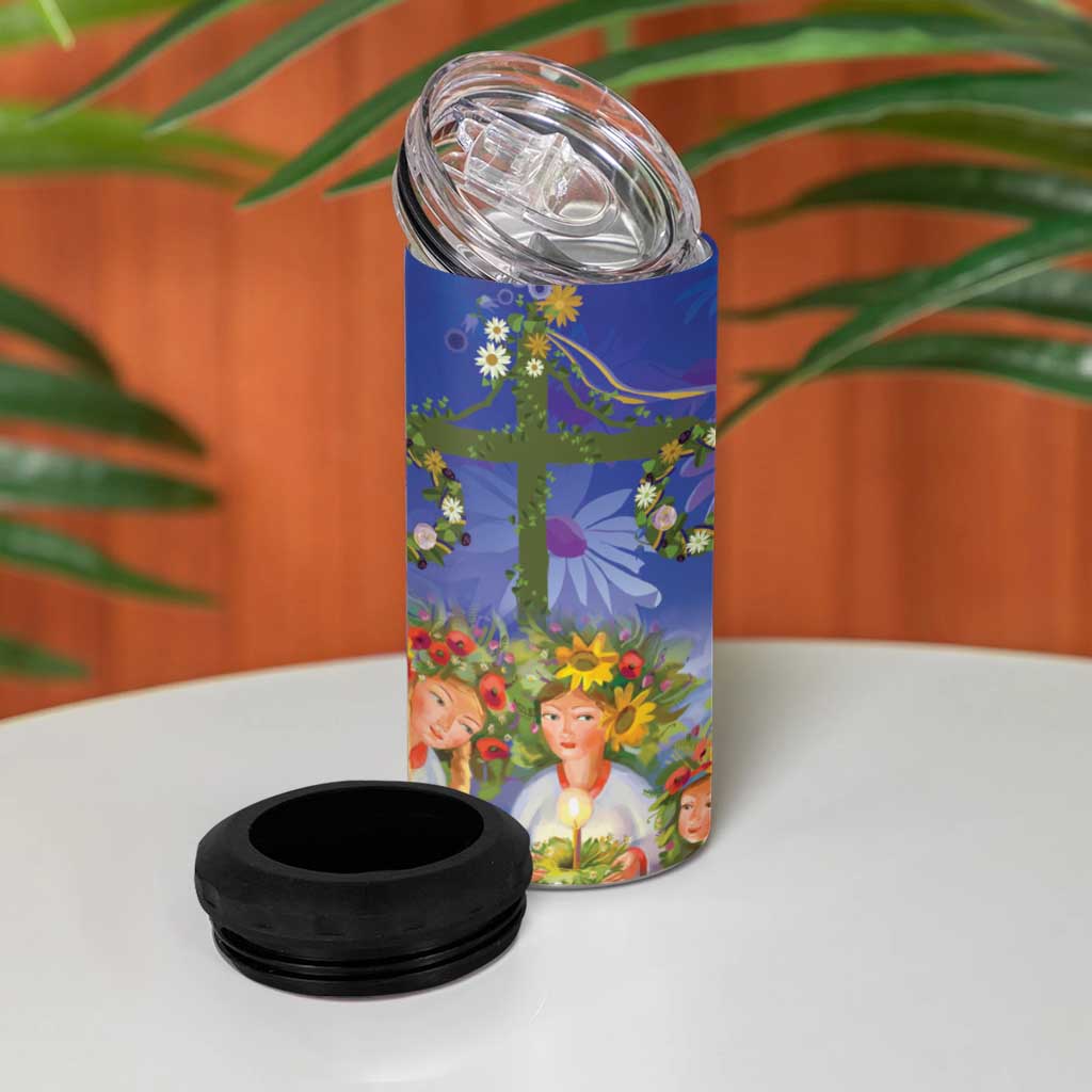 Swedish Glad Midsommar 4 in 1 Can Cooler Tumbler Hade du en bra Midsommar