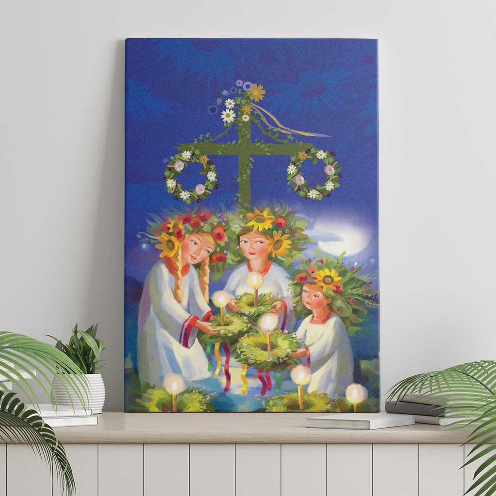 Swedish Glad Midsommar Canvas Wall Art Hade du en bra Midsommar