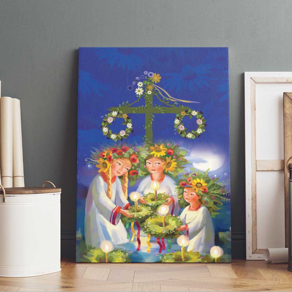 Swedish Glad Midsommar Canvas Wall Art Hade du en bra Midsommar