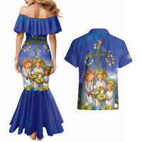 Swedish Glad Midsommar Couples Matching Mermaid Dress and Hawaiian Shirt Hade du en bra Midsommar