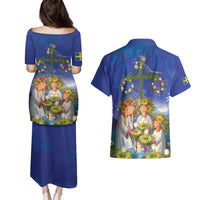 Swedish Glad Midsommar Couples Matching Puletasi and Hawaiian Shirt Hade du en bra Midsommar