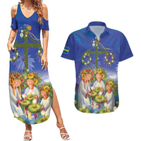 Swedish Glad Midsommar Couples Matching Summer Maxi Dress and Hawaiian Shirt Hade du en bra Midsommar