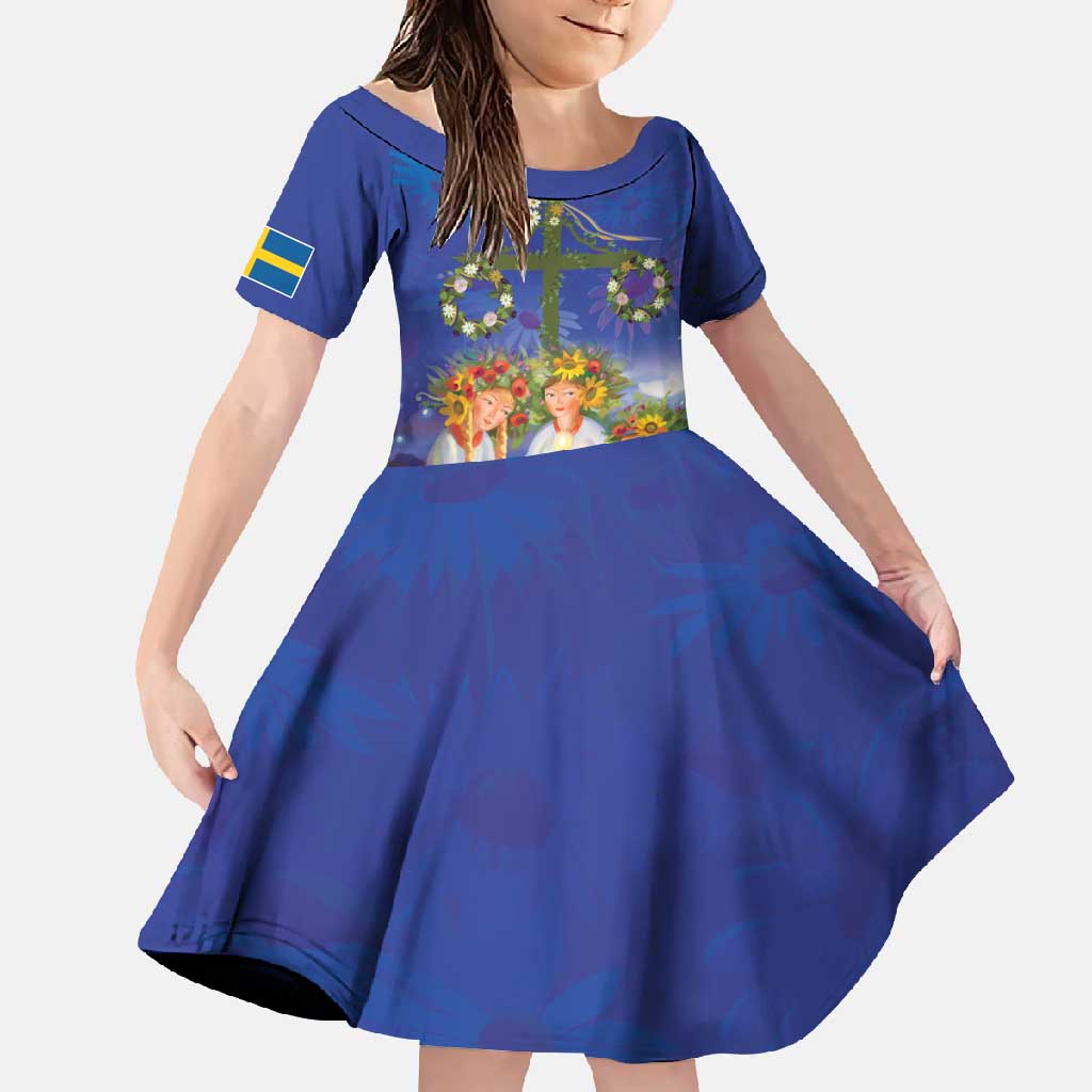 Swedish Glad Midsommar Family Matching Long Sleeve Bodycon Dress and Hawaiian Shirt Hade du en bra Midsommar