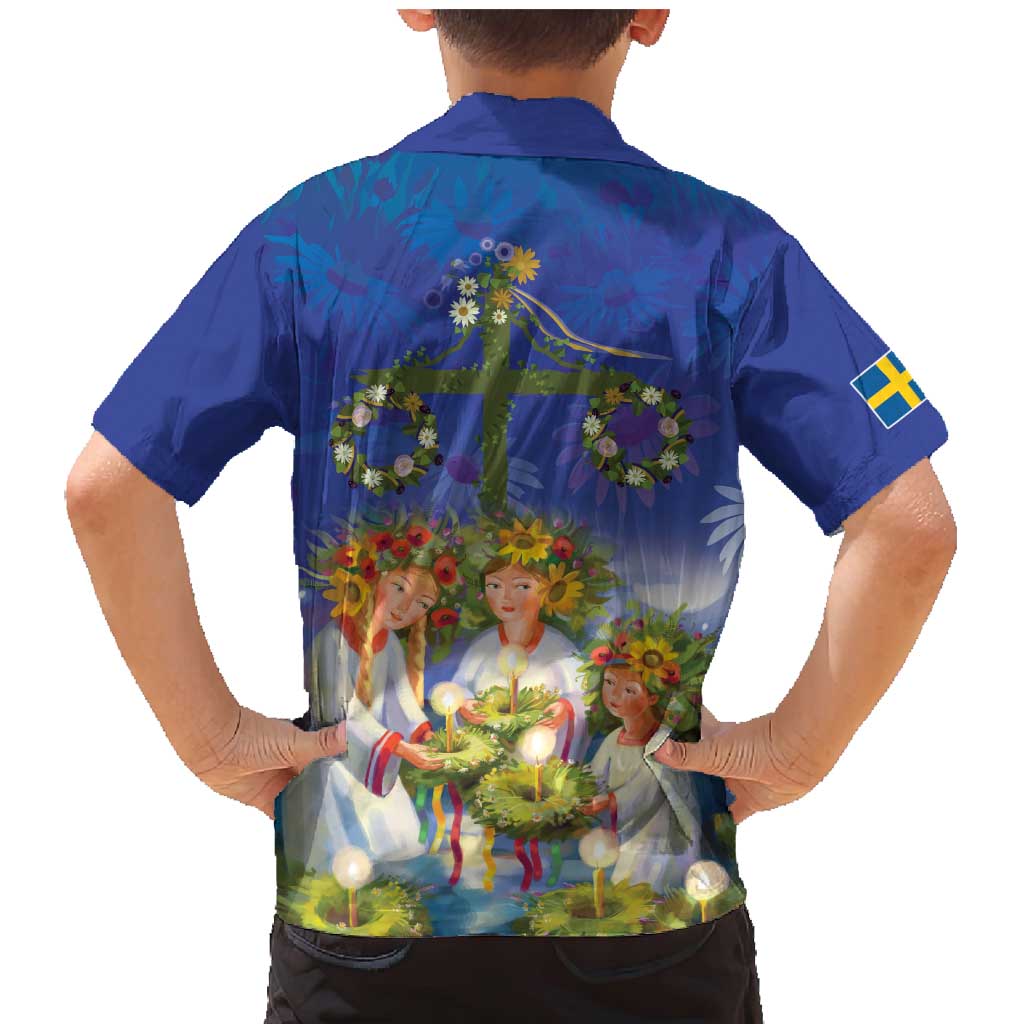 Swedish Glad Midsommar Family Matching Mermaid Dress and Hawaiian Shirt Hade du en bra Midsommar