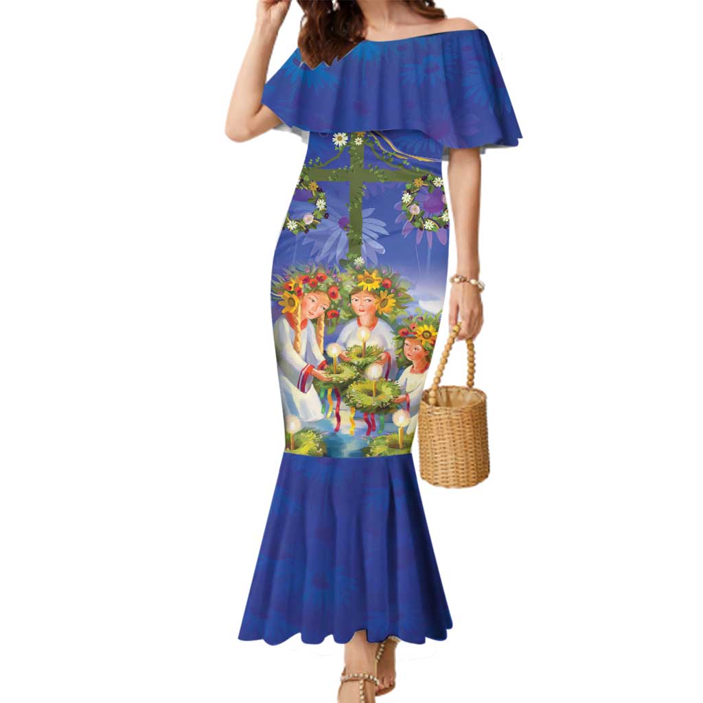 Swedish Glad Midsommar Family Matching Mermaid Dress and Hawaiian Shirt Hade du en bra Midsommar