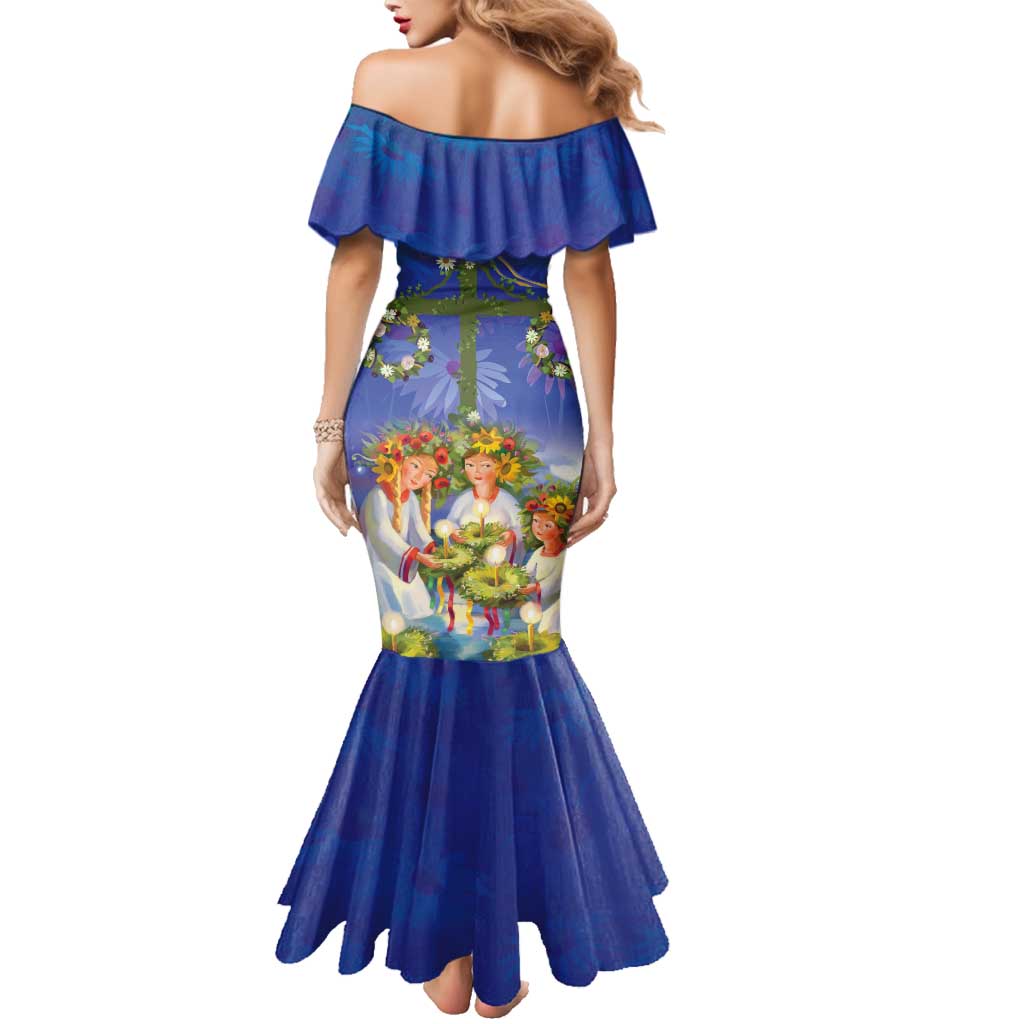 Swedish Glad Midsommar Family Matching Mermaid Dress and Hawaiian Shirt Hade du en bra Midsommar