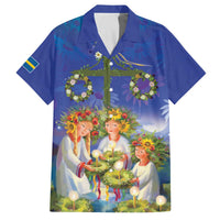 Swedish Glad Midsommar Family Matching Off The Shoulder Long Sleeve Dress and Hawaiian Shirt Hade du en bra Midsommar