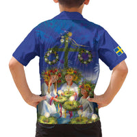Swedish Glad Midsommar Family Matching Off Shoulder Maxi Dress and Hawaiian Shirt Hade du en bra Midsommar