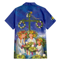 Swedish Glad Midsommar Family Matching Off Shoulder Maxi Dress and Hawaiian Shirt Hade du en bra Midsommar