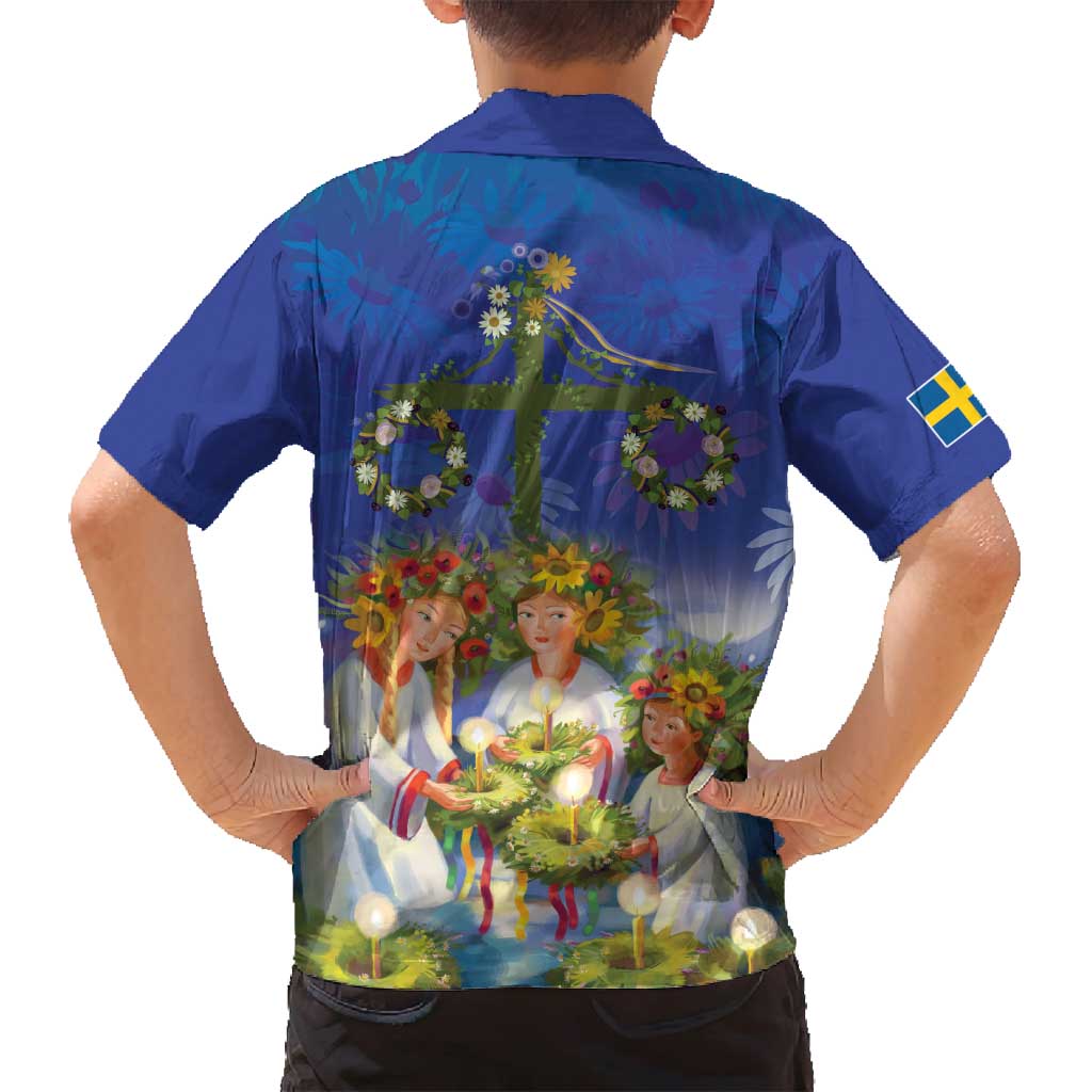 Swedish Glad Midsommar Family Matching Off Shoulder Short Dress and Hawaiian Shirt Hade du en bra Midsommar