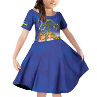 Swedish Glad Midsommar Family Matching Off Shoulder Short Dress and Hawaiian Shirt Hade du en bra Midsommar