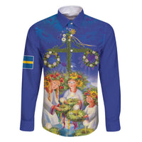 Swedish Glad Midsommar Family Matching Off Shoulder Short Dress and Hawaiian Shirt Hade du en bra Midsommar