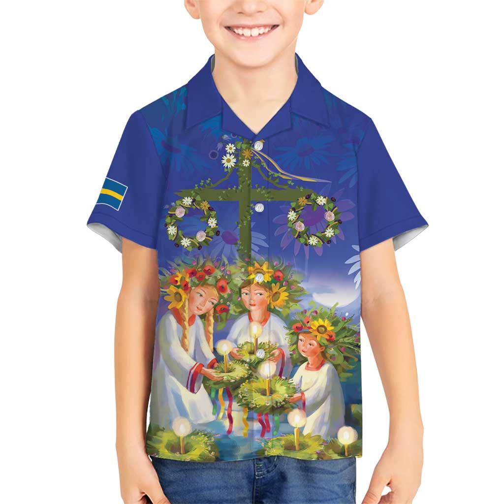 Swedish Glad Midsommar Family Matching Off Shoulder Short Dress and Hawaiian Shirt Hade du en bra Midsommar