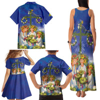 Swedish Glad Midsommar Family Matching Tank Maxi Dress and Hawaiian Shirt Hade du en bra Midsommar