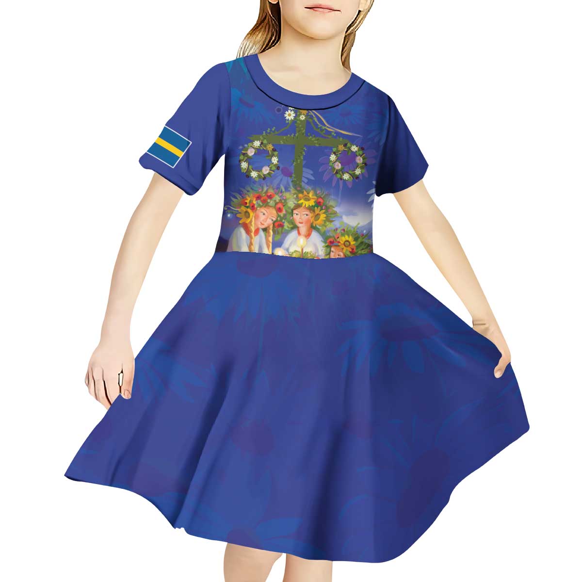 Swedish Glad Midsommar Kid Short Sleeve Dress Hade du en bra Midsommar