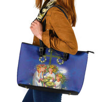 Swedish Glad Midsommar Leather Tote Bag Hade du en bra Midsommar