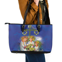 Swedish Glad Midsommar Leather Tote Bag Hade du en bra Midsommar