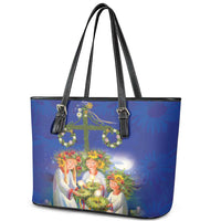 Swedish Glad Midsommar Leather Tote Bag Hade du en bra Midsommar