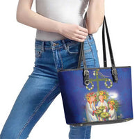 Swedish Glad Midsommar Leather Tote Bag Hade du en bra Midsommar