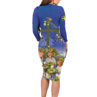 Swedish Glad Midsommar Long Sleeve Bodycon Dress Hade du en bra Midsommar