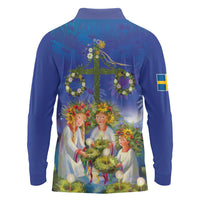 Swedish Glad Midsommar Long Sleeve Polo Shirt Hade du en bra Midsommar