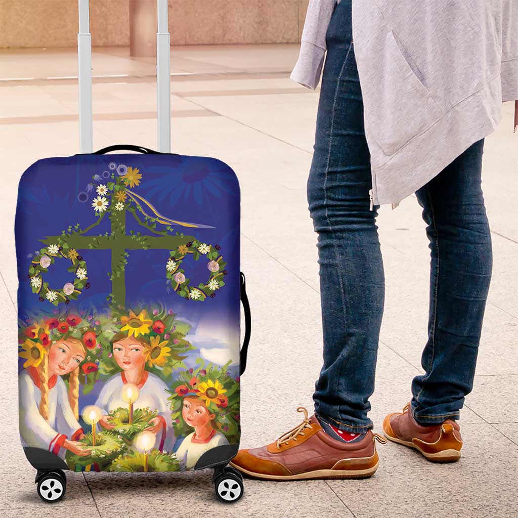 Swedish Glad Midsommar Luggage Cover Hade du en bra Midsommar