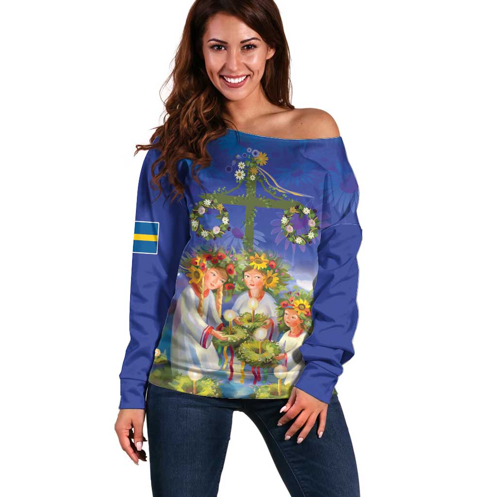 Swedish Glad Midsommar Off Shoulder Sweater Hade du en bra Midsommar