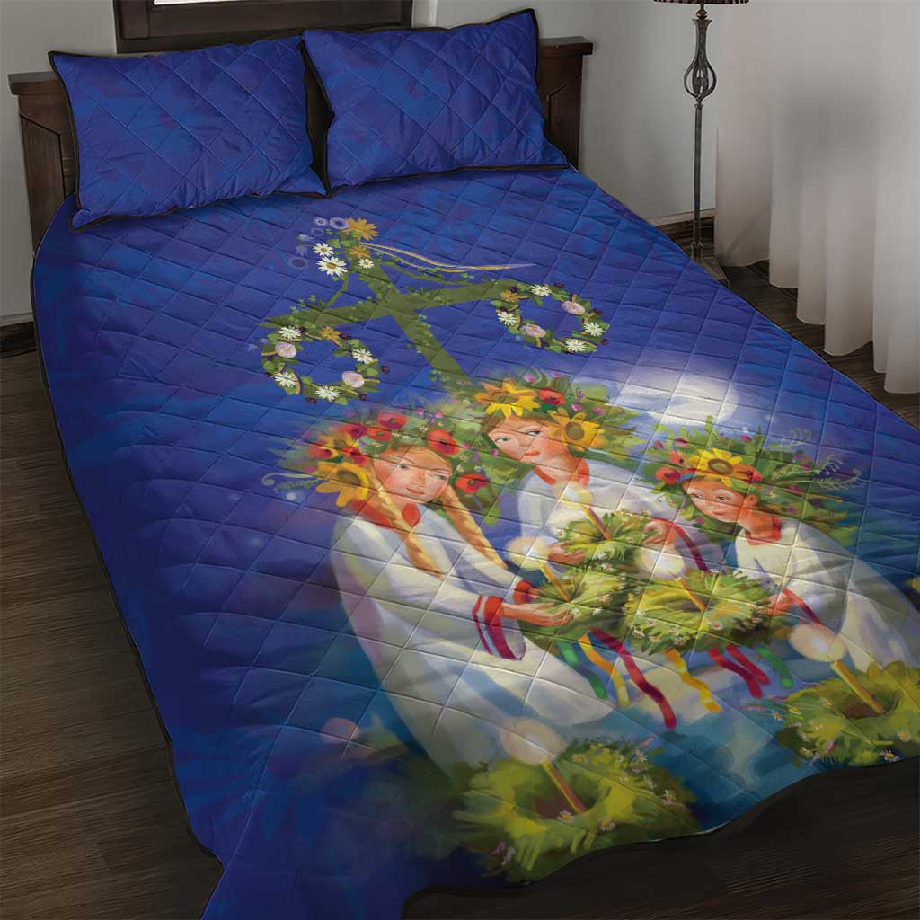 Swedish Glad Midsommar Quilt Bed Set Hade du en bra Midsommar