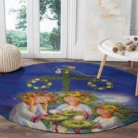 Swedish Glad Midsommar Round Carpet Hade du en bra Midsommar
