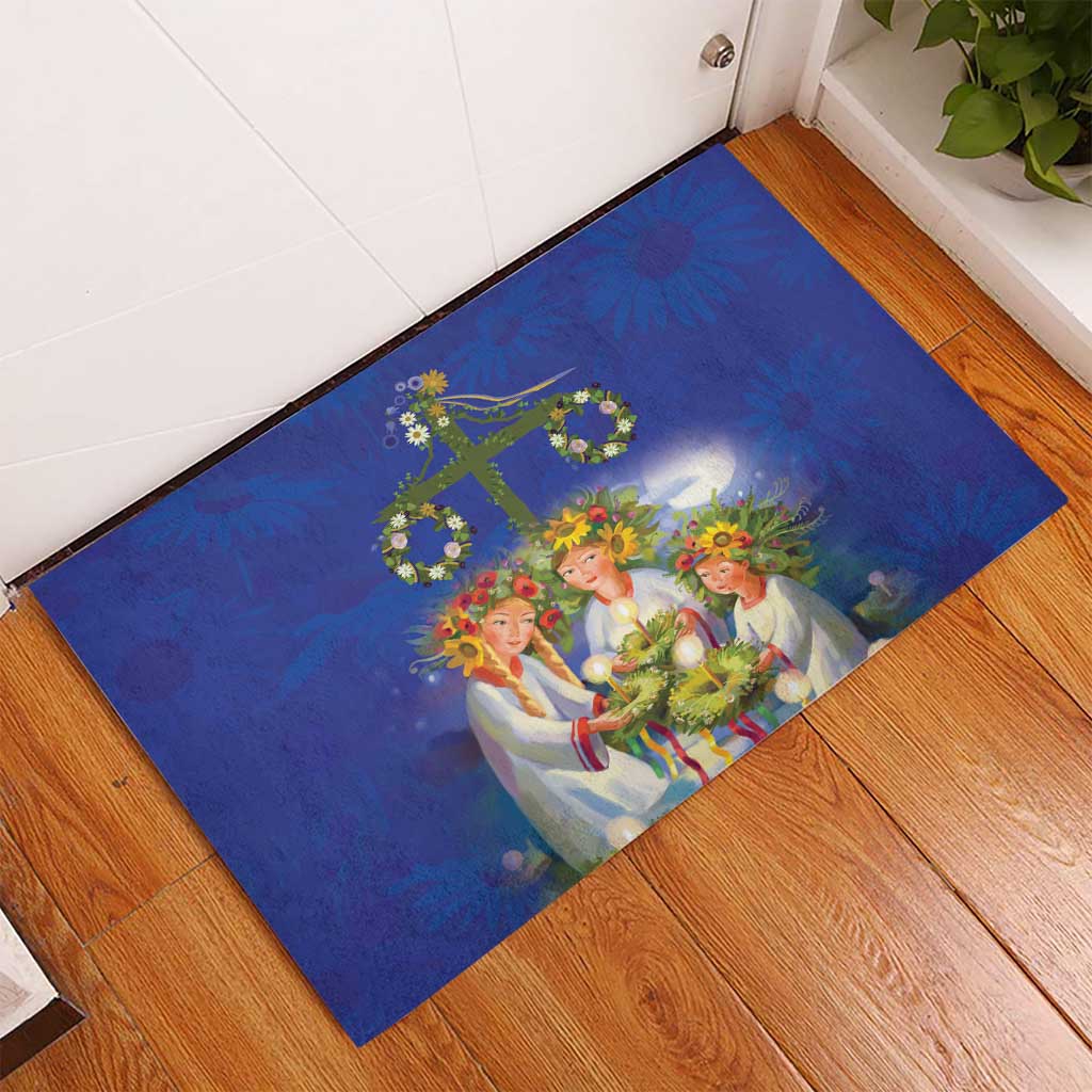 Swedish Glad Midsommar Rubber Doormat Hade du en bra Midsommar