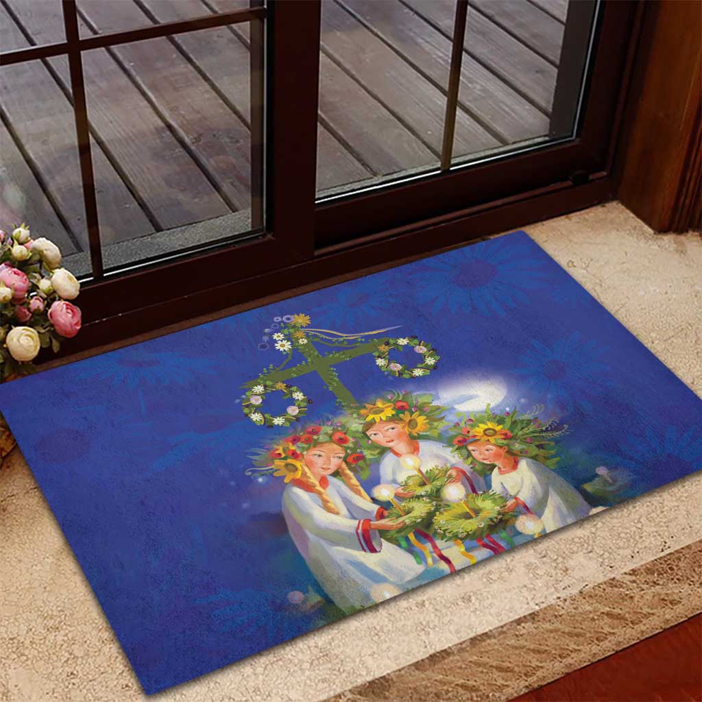 Swedish Glad Midsommar Rubber Doormat Hade du en bra Midsommar