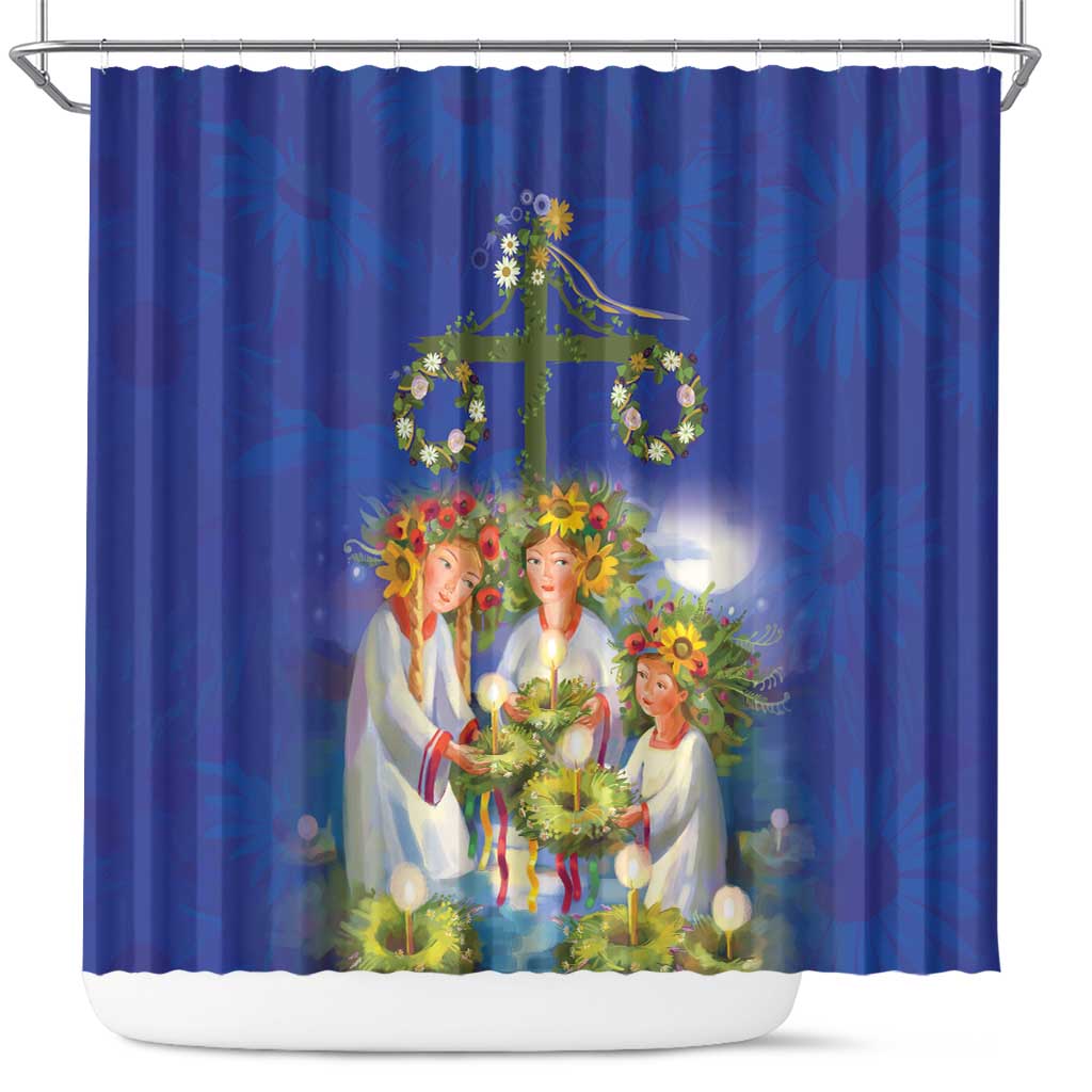 Swedish Glad Midsommar Shower Curtain Hade du en bra Midsommar
