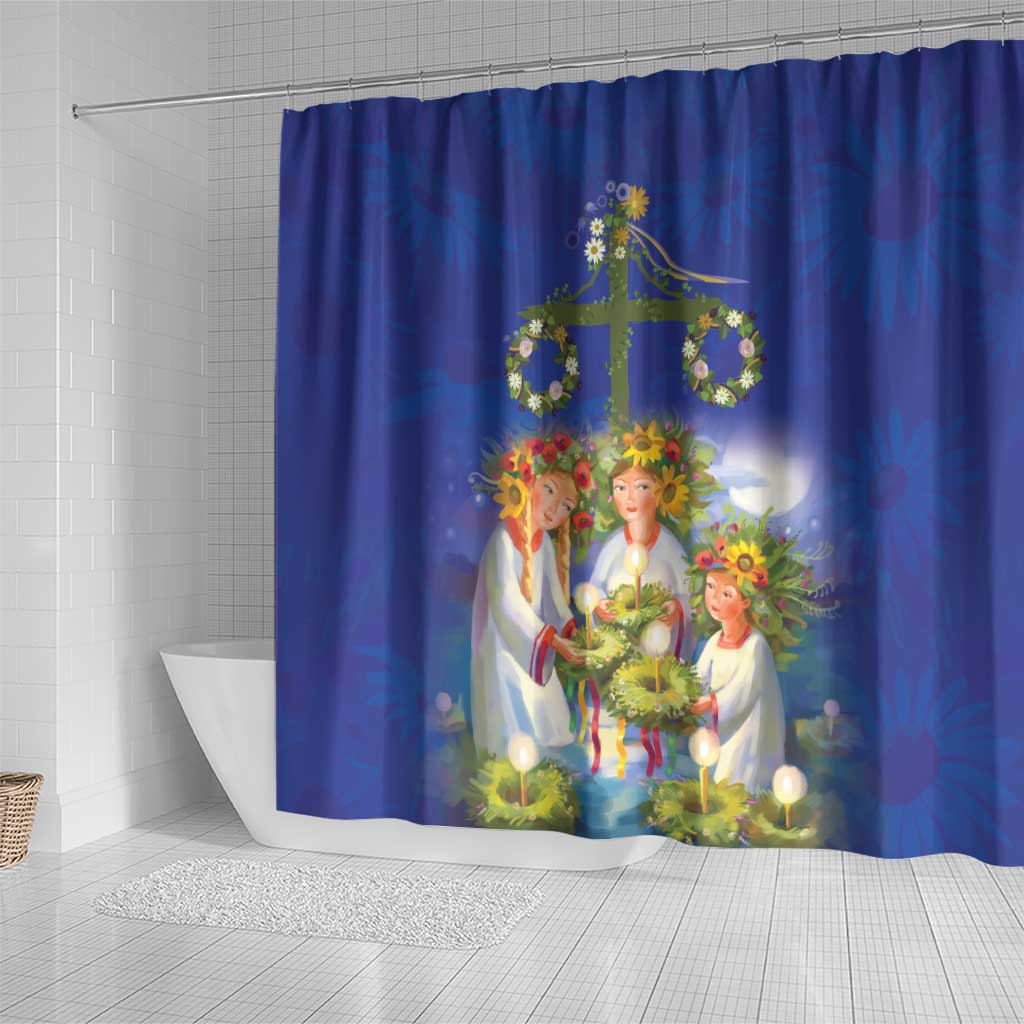 Swedish Glad Midsommar Shower Curtain Hade du en bra Midsommar