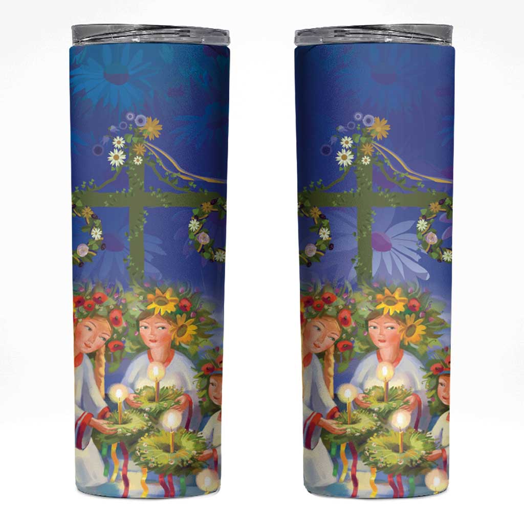 Swedish Glad Midsommar Skinny Tumbler Hade du en bra Midsommar