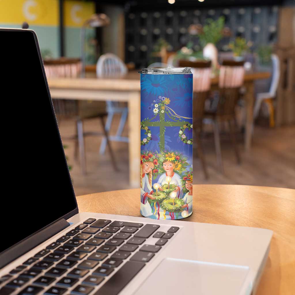 Swedish Glad Midsommar Skinny Tumbler Hade du en bra Midsommar