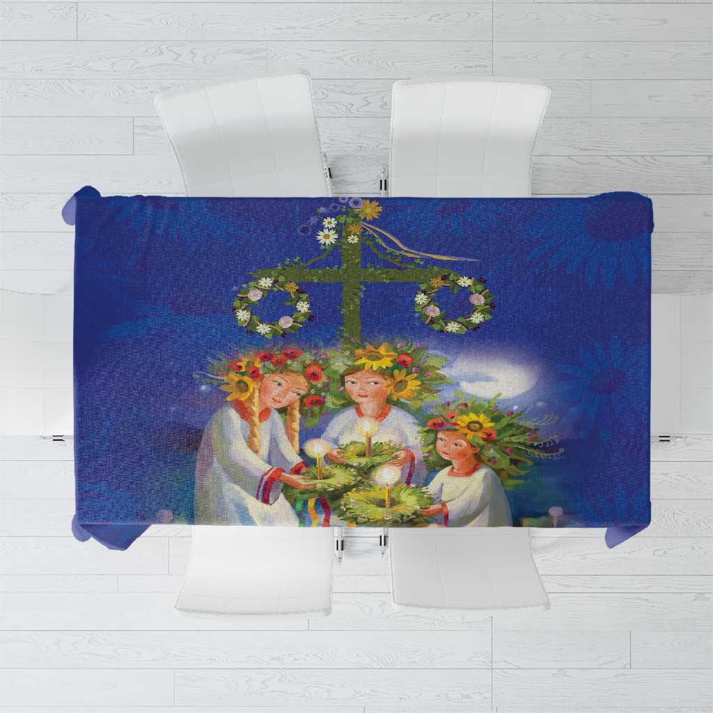 Swedish Glad Midsommar Tablecloth Hade du en bra Midsommar
