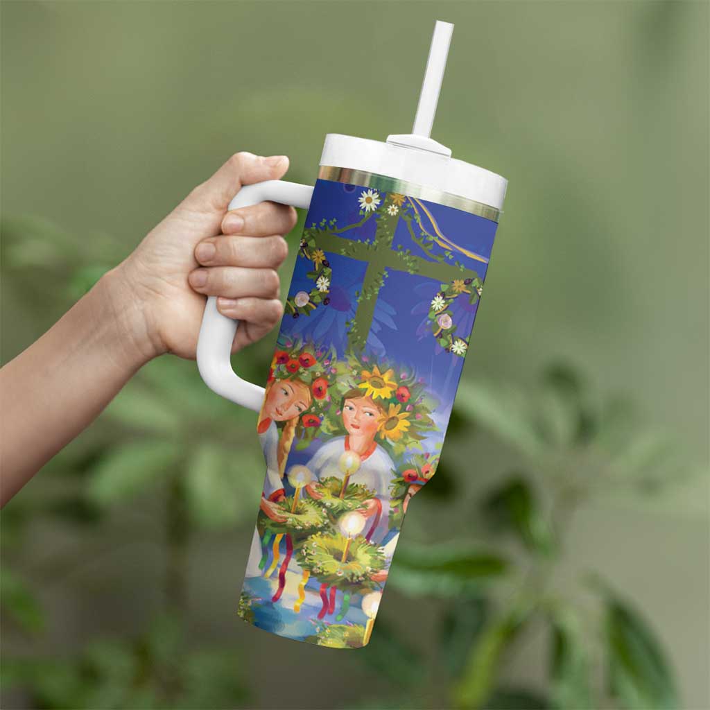 Swedish Glad Midsommar Tumbler With Handle Hade du en bra Midsommar
