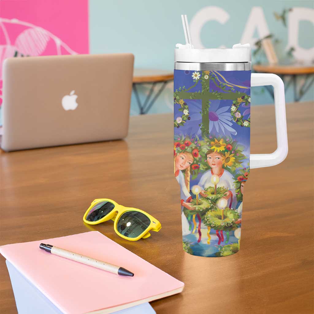 Swedish Glad Midsommar Tumbler With Handle Hade du en bra Midsommar