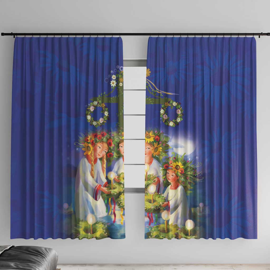 Swedish Glad Midsommar Window Curtain Hade du en bra Midsommar